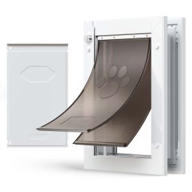 Pet Door, Medium, with Double Magnetic Flaps and Metal Frame, Strong and Weatherproof Dog Door for Interior and Exterior Doors, Easy to Install Pet Door, Medium, with Double Magnetic Flaps and Metal Frame, Strong and Weatherproof Dog Door for Interior and Exterior Doors, Easy to Install